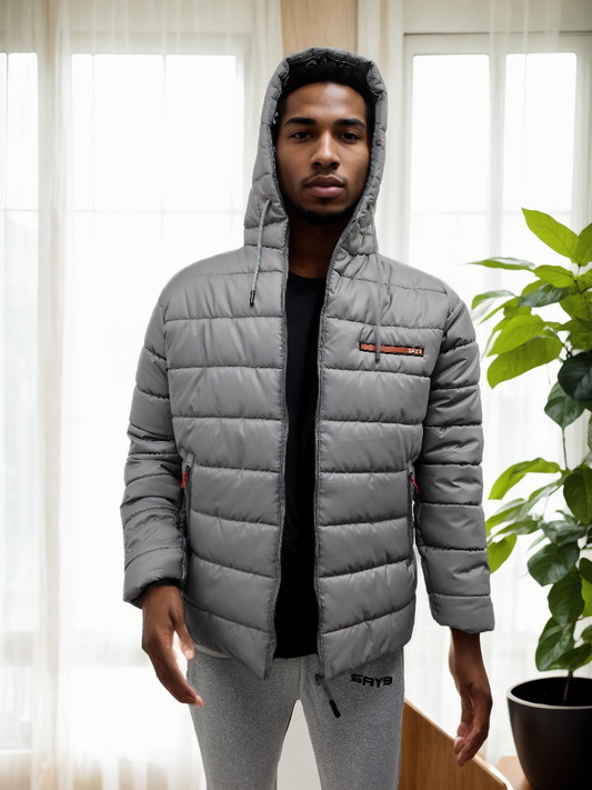 Grey Hoodied Zip up Jacket, Soft touch